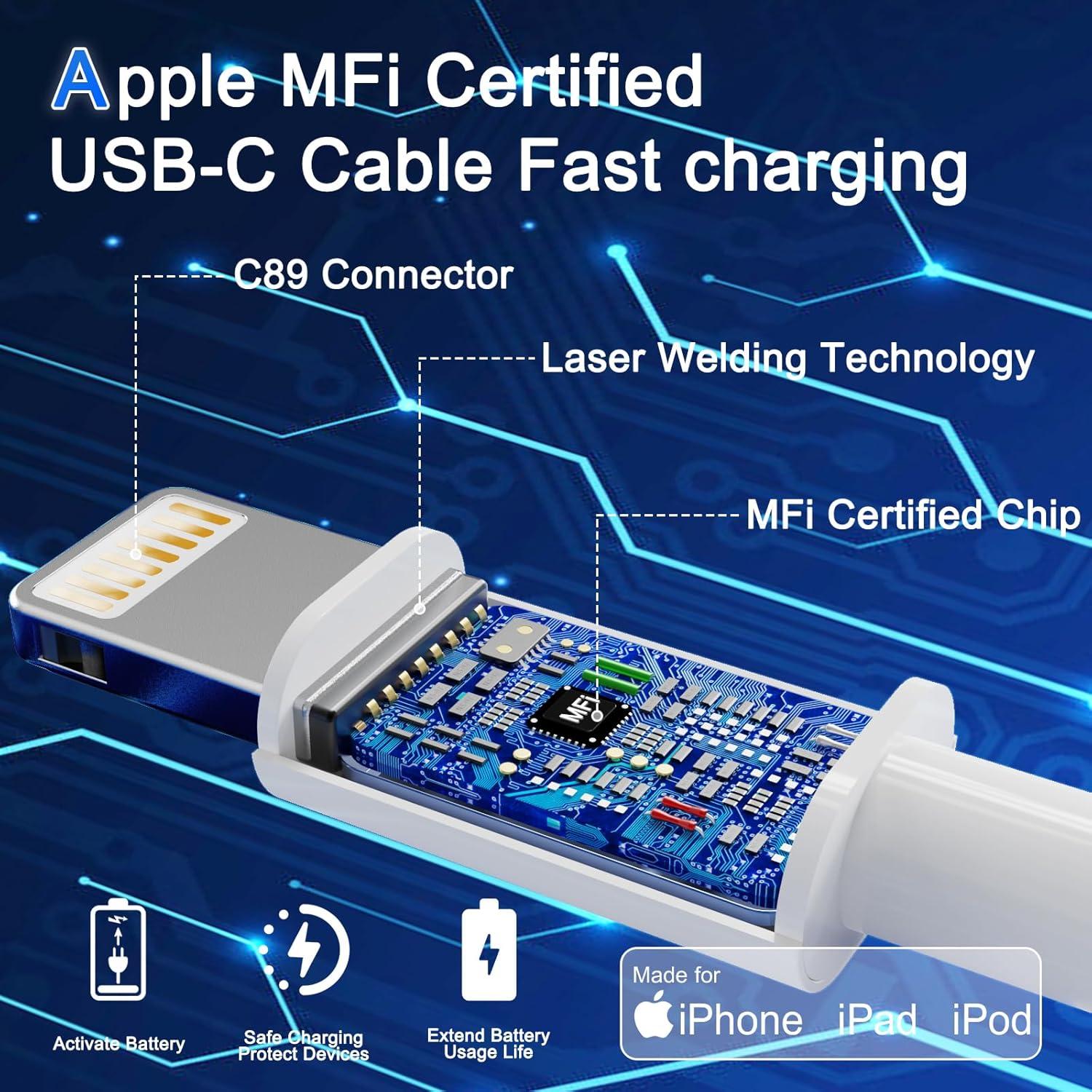 Cargador Rápido de Coche PAIMIAN 48W USB-C y USB-A con 2 Cables