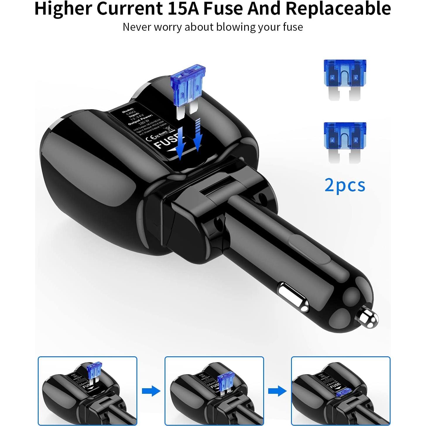 Divisor de Encendedor de Cigarrillos SUPERONE 180W Doble USB C