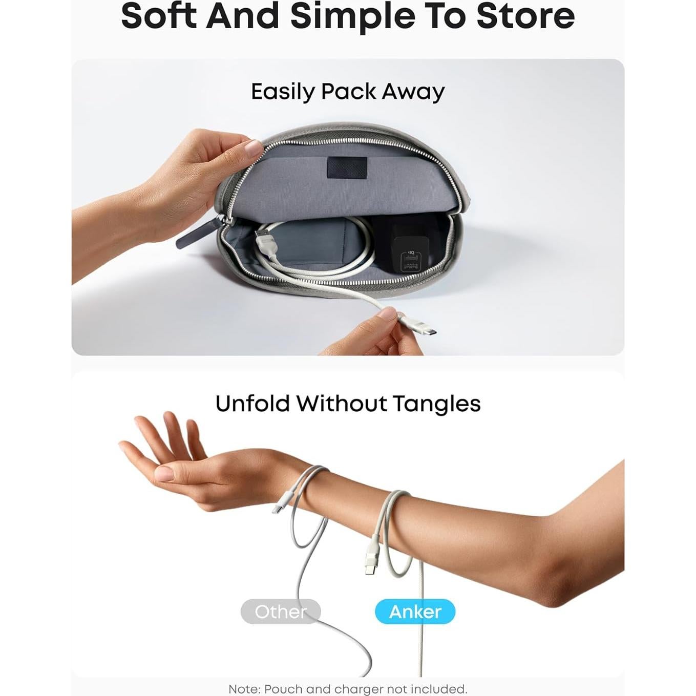 Cable USB-A a USB-C Anker 0.91m Trenzado Reciclado Blanco