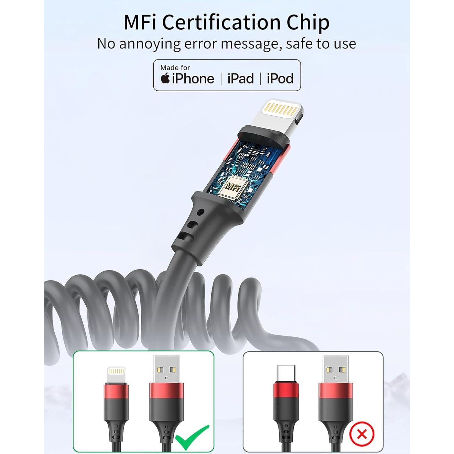 Cable USB a Lightning Retráctil Vienceen - Paquete de 2, Carga Rápida