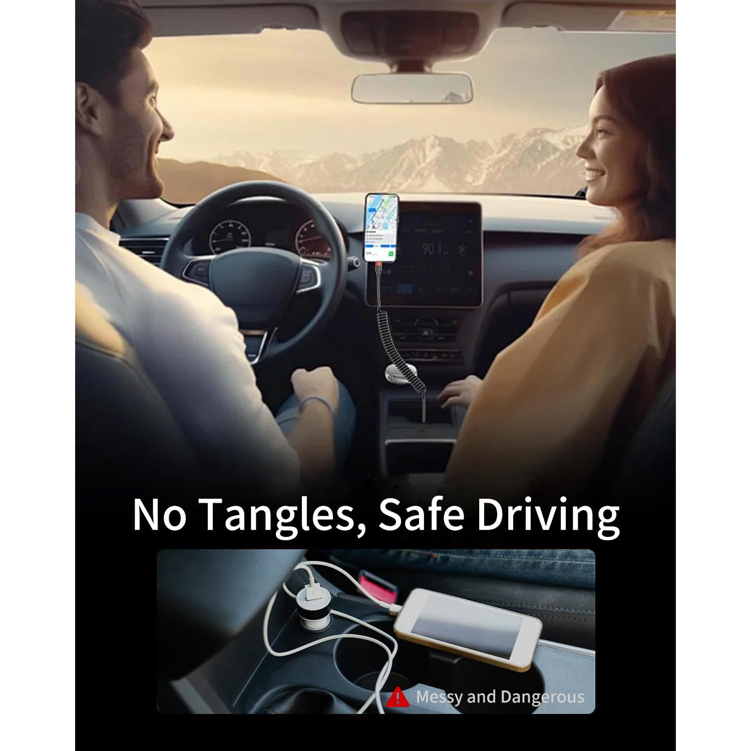 Cable USB a Lightning Retráctil Vienceen - Paquete de 2, Carga Rápida