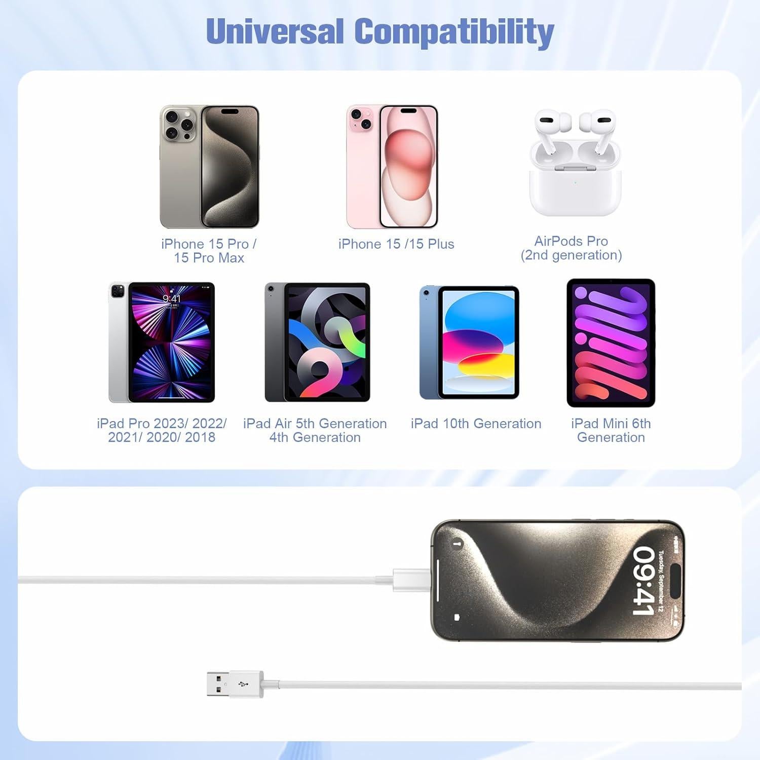 Cable CarPlay USB A a USB C 0.91m para iPhone 16/15