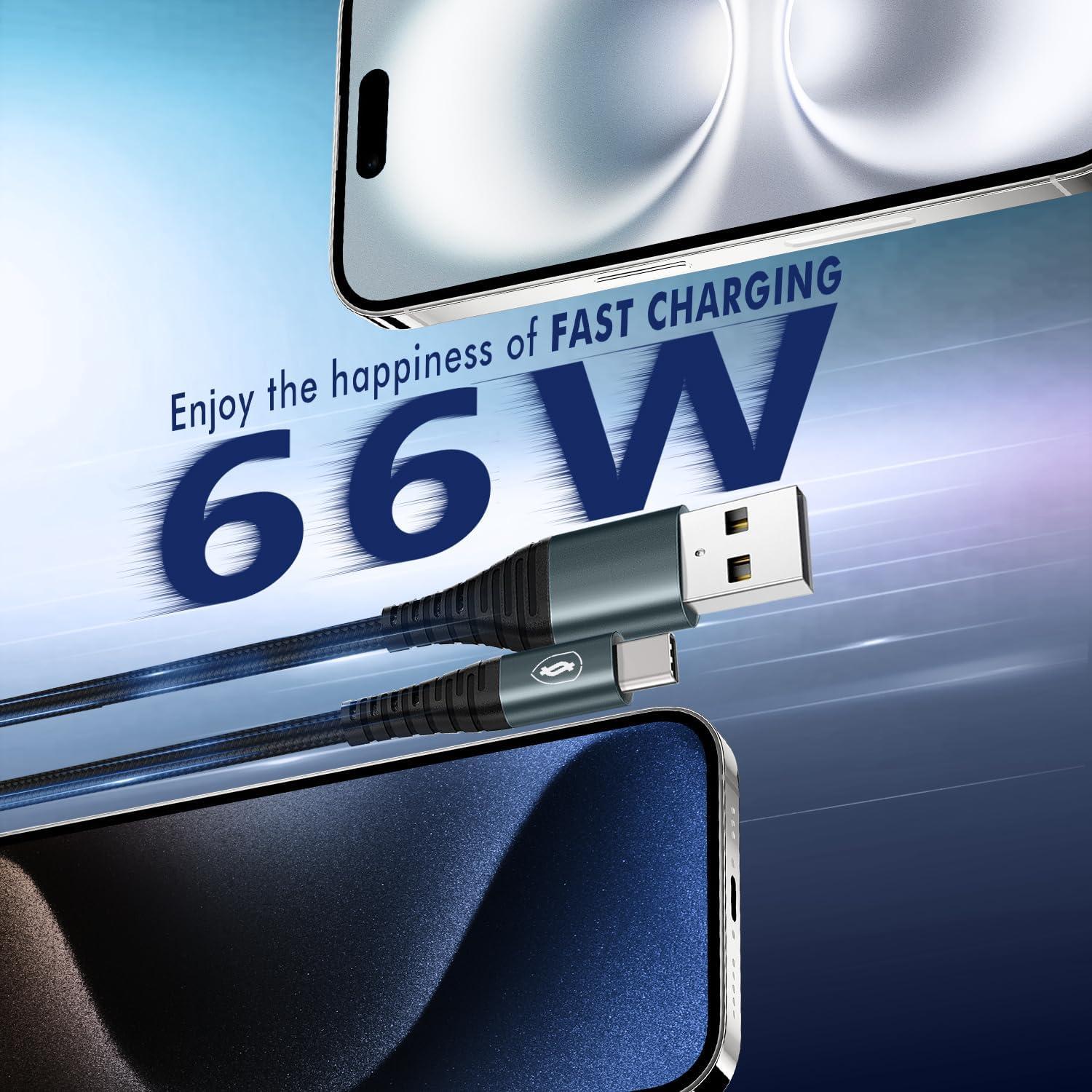 Cable USB C Enrollado JUKEKUL 3FT Carga Rápida Negro