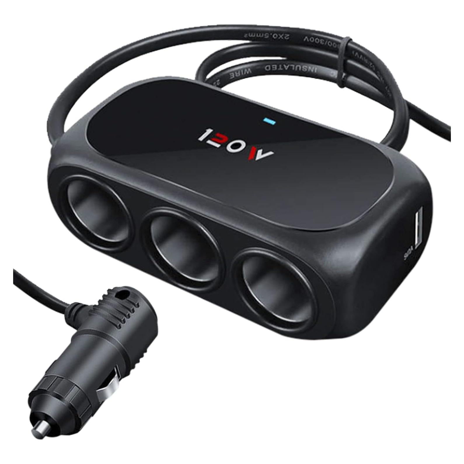 Adaptador Divisor de Encendedor de Cigarrillos BooYu 120W 3 Tomas USB