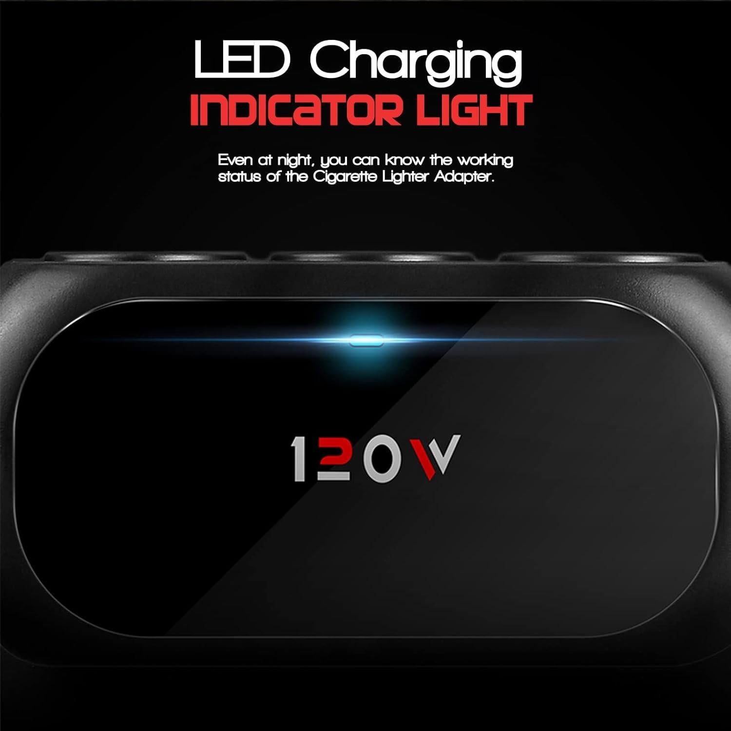 Adaptador Divisor de Encendedor de Cigarrillos BooYu 120W 3 Tomas USB