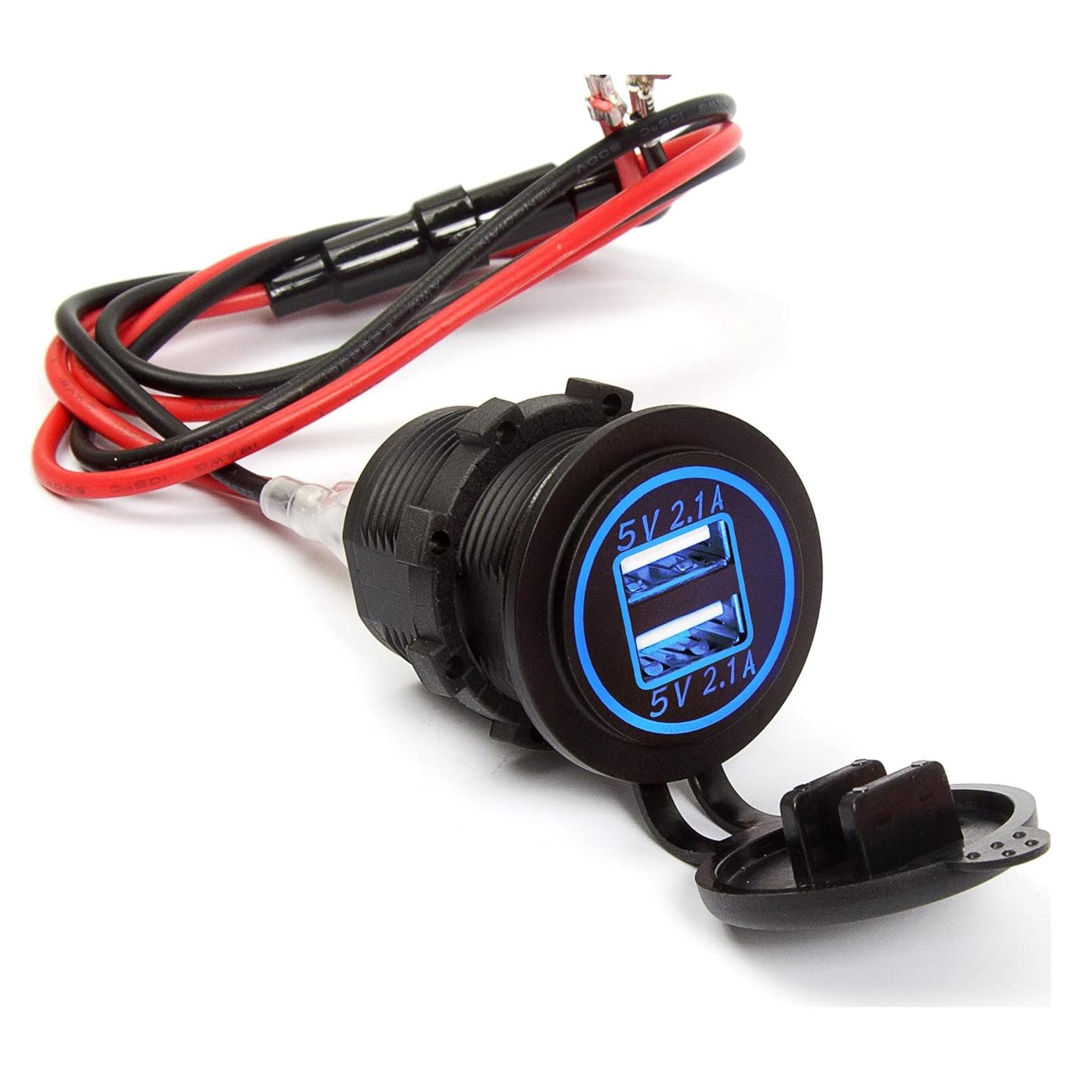 Cargador USB Doble Ginsco 4.2A para Coche y Barco con Fusible