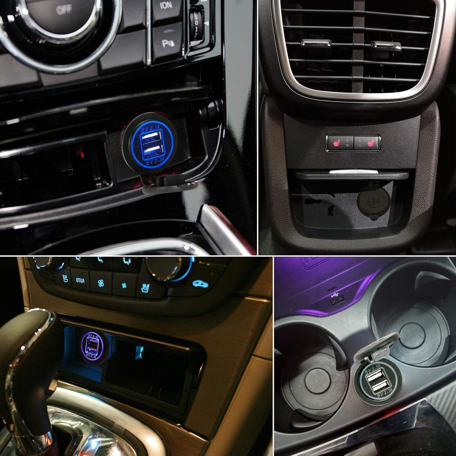 Cargador USB Doble Ginsco 4.2A para Coche y Barco con Fusible