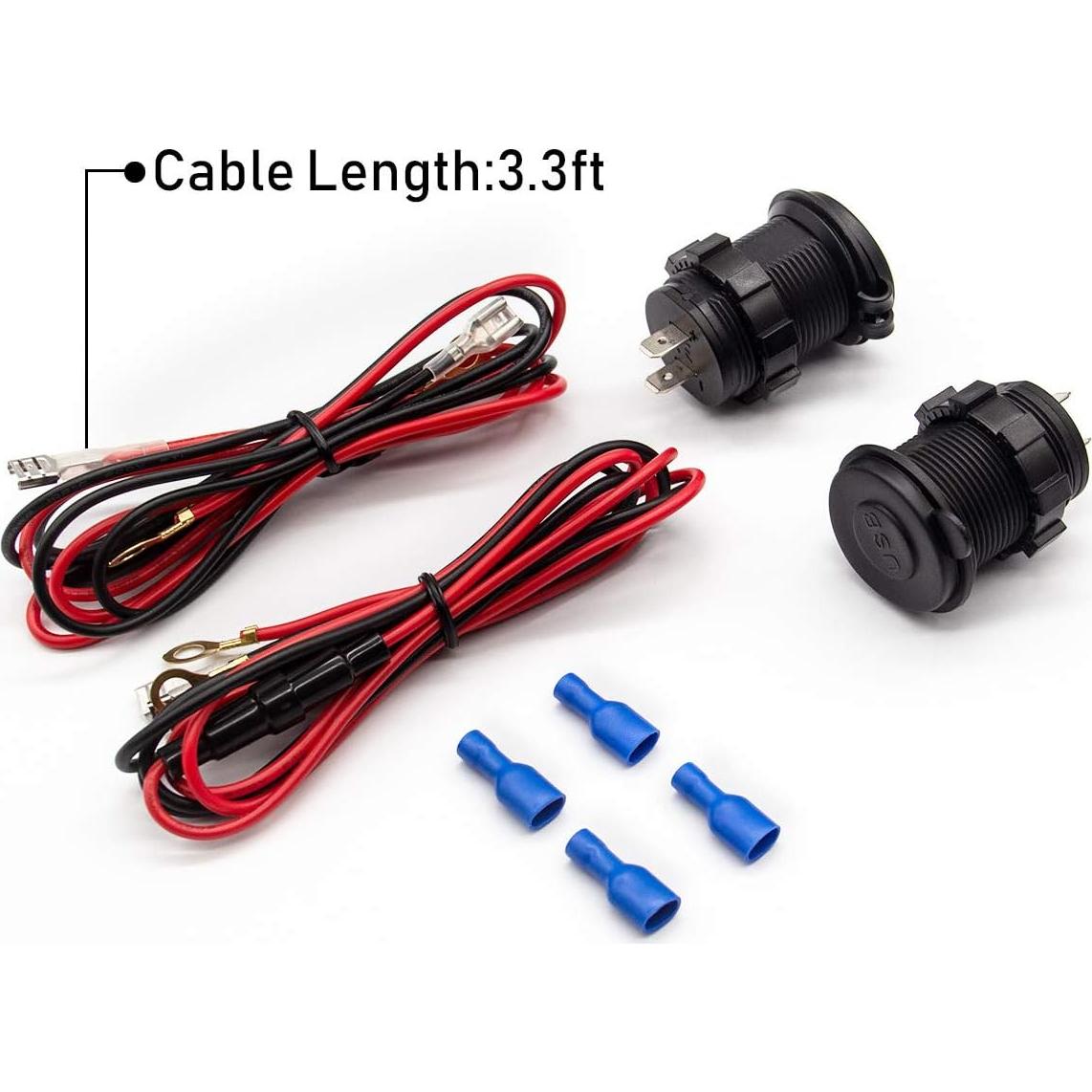 Enchufe USB Doble Impermeable WYMECT 12V-24V 4.2A LED Azul