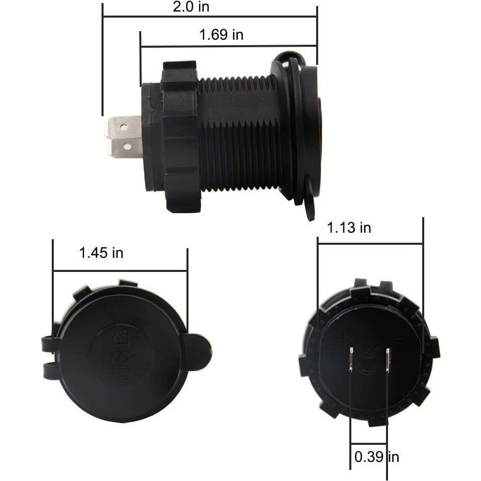 Enchufe USB Doble Impermeable WYMECT 12V-24V 4.2A LED Azul