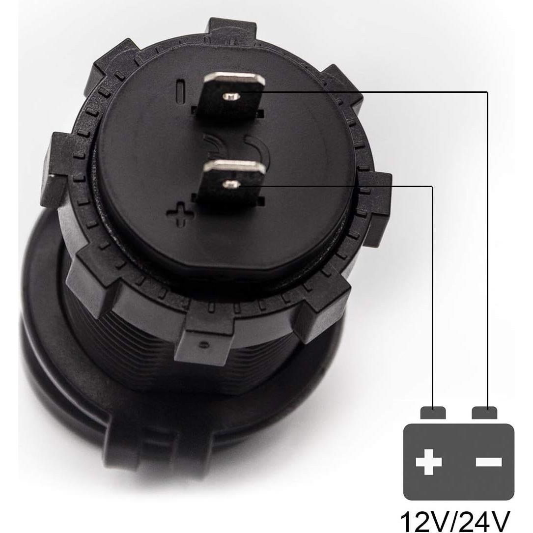 Enchufe USB Doble Impermeable WYMECT 12V-24V 4.2A LED Azul