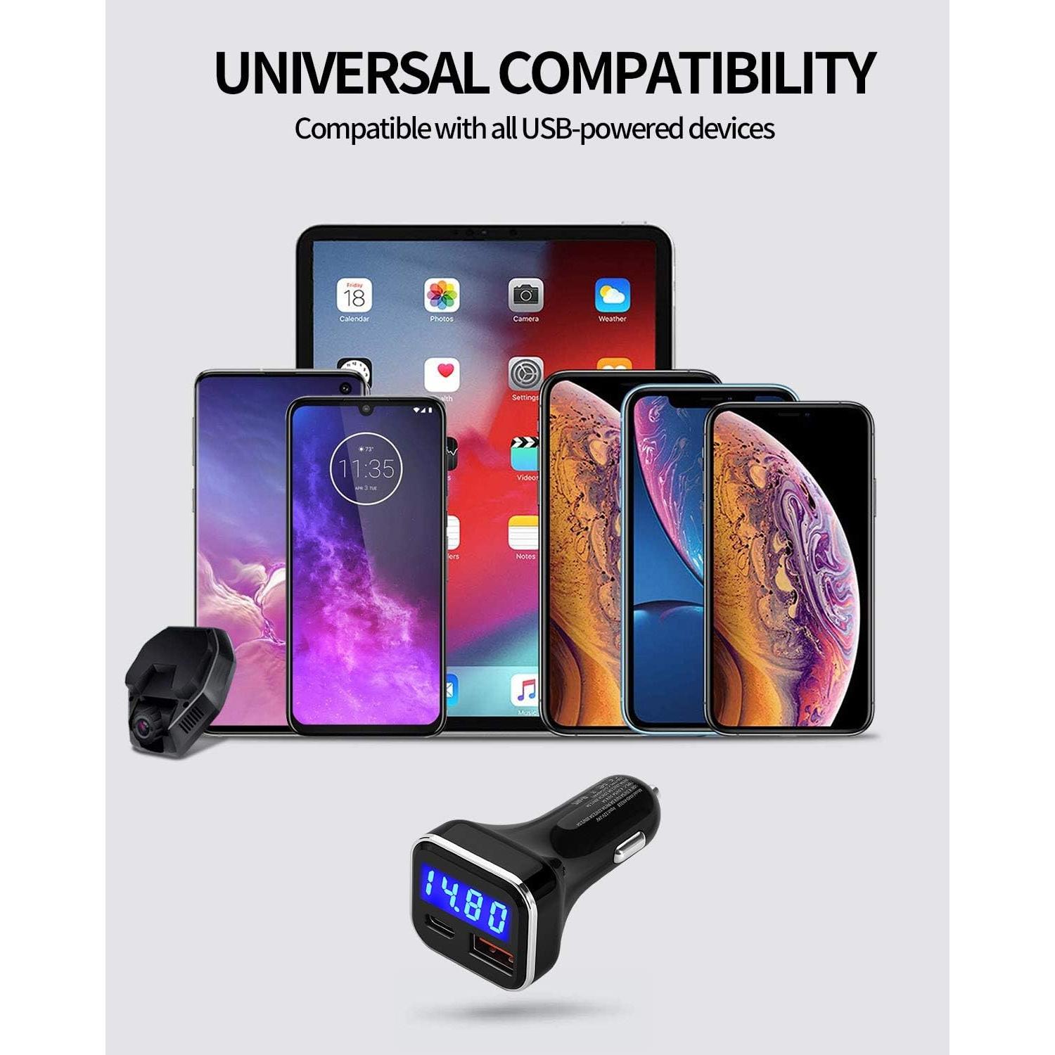 Cargador de Coche USB C Jebsens 30W con Pantalla LED