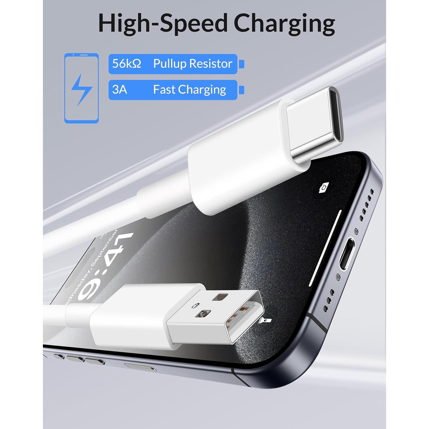 Cable CarPlay USB A a USB C WIDAQUO 3FT - 2 Paquete para iPhone 17/16/15