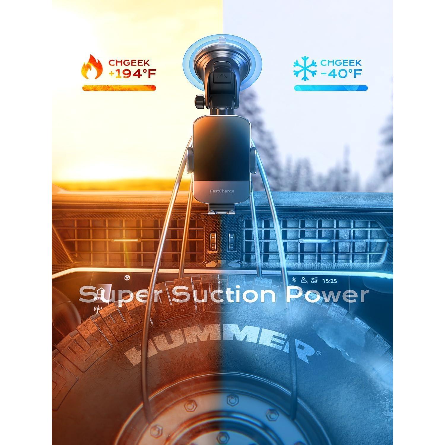 Soporte Cargador Inalámbrico CHGeek 15W para Coche Negro