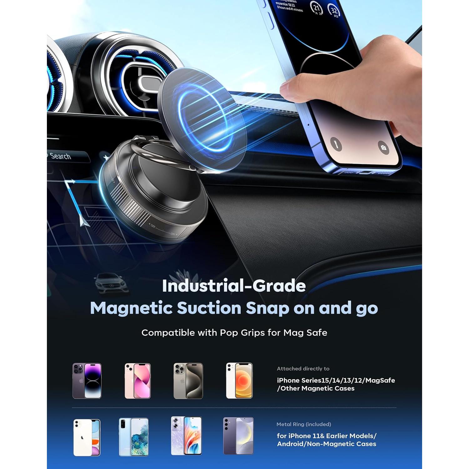 Soporte Magnético para Teléfono de Coche MARUVI Negro 2800gf