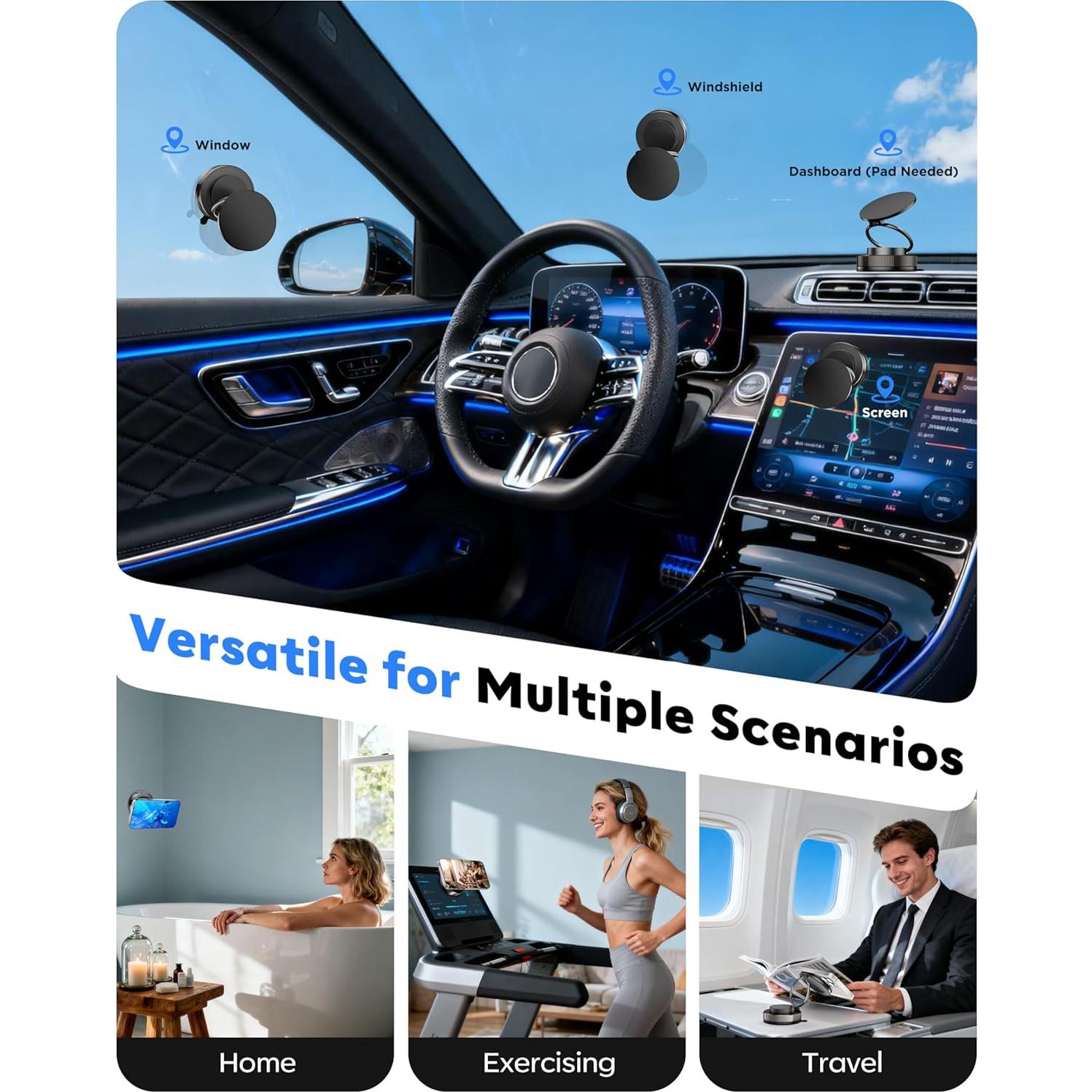 Soporte Magnético para Teléfono de Coche MARUVI Negro 2800gf