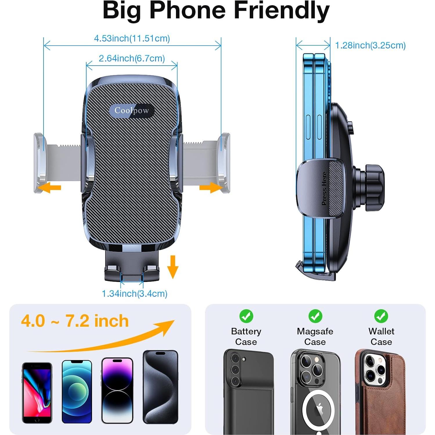 Soporte para Teléfono de Coche Coolpow XP21 3-en-1 con Ventosa