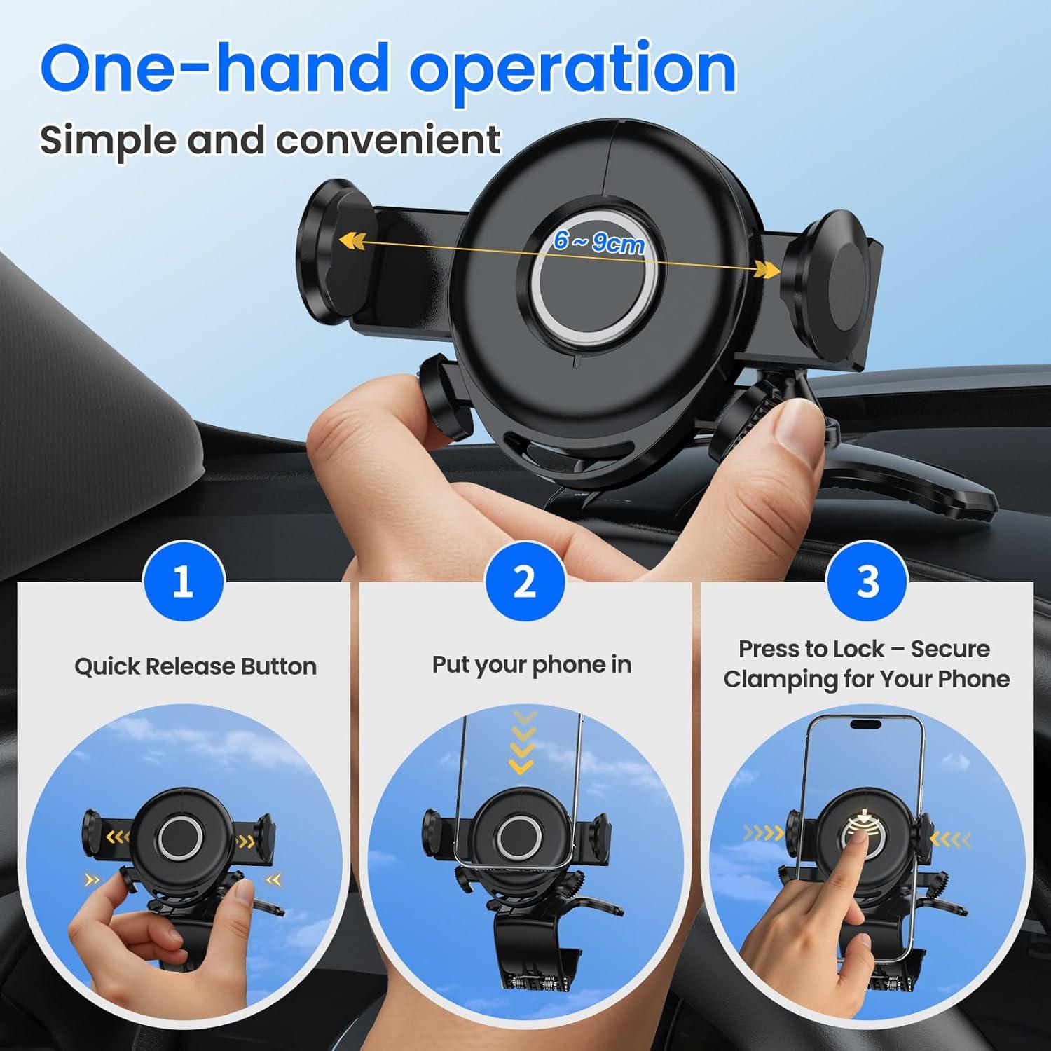 Soporte para Teléfono en el Tablero del Coche RIEMKSL Negro 360°