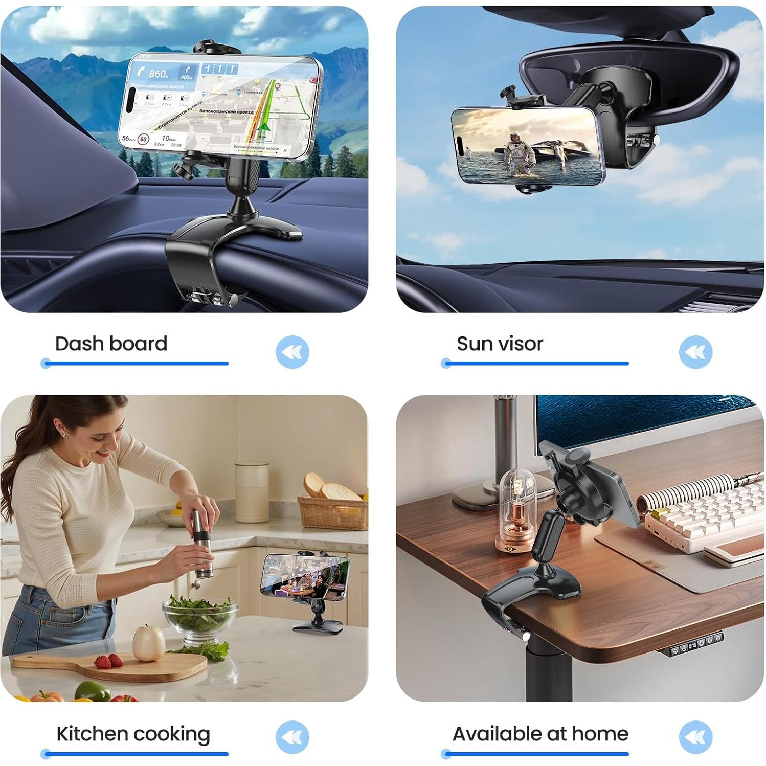 Soporte para Teléfono en el Tablero del Coche RIEMKSL Negro 360°