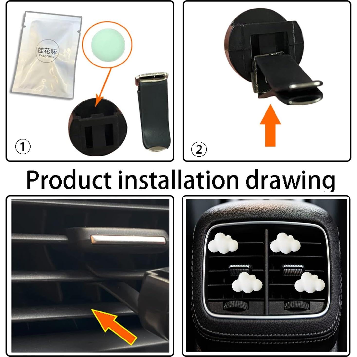 Clips de Ventilación de Aire en Forma de Nube Jowxsx - 4 Pcs