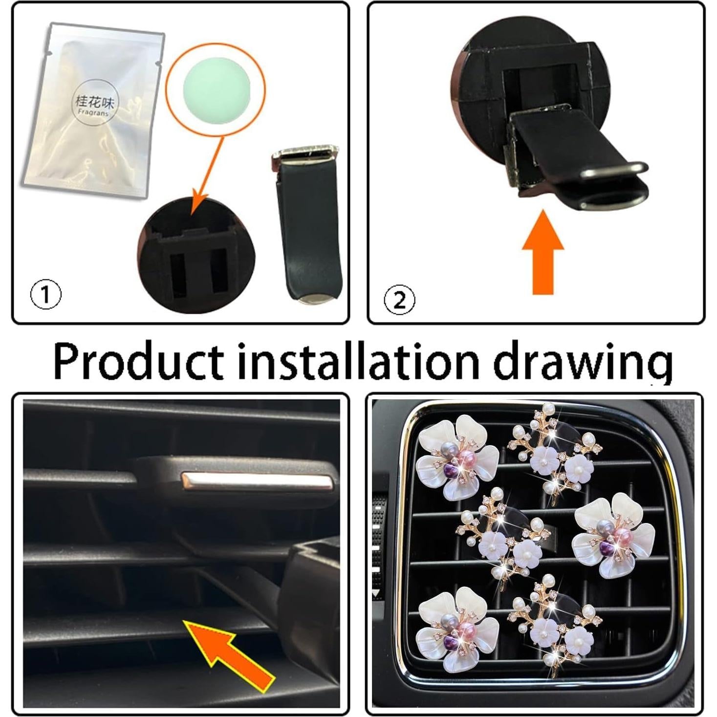 6 Clips Ambientadores de Automóvil Flor Margarita Cauaoa