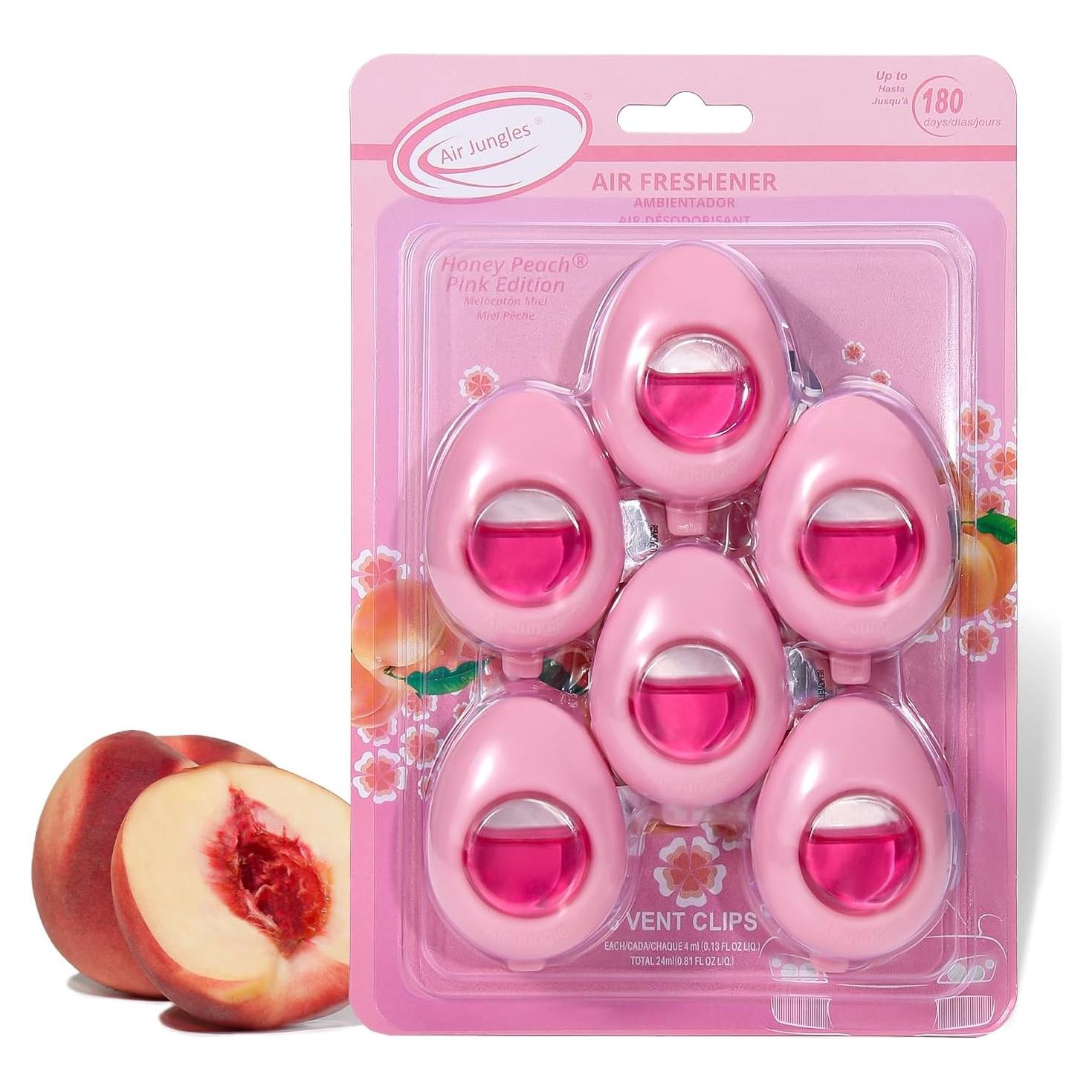 Ambientador de Auto Air Jungles Clip Rosa Melocotón Miel 6 Unidades