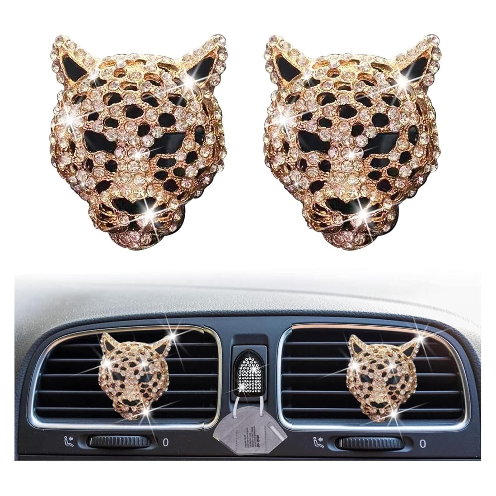 2 Clips de Ventilación Ambientador Leopardo Brillante Dorado