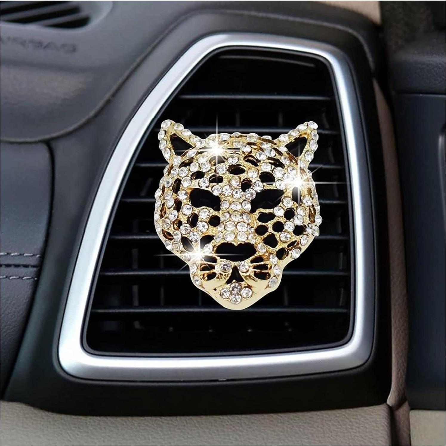 2 Clips de Ventilación Ambientador Leopardo Brillante Dorado