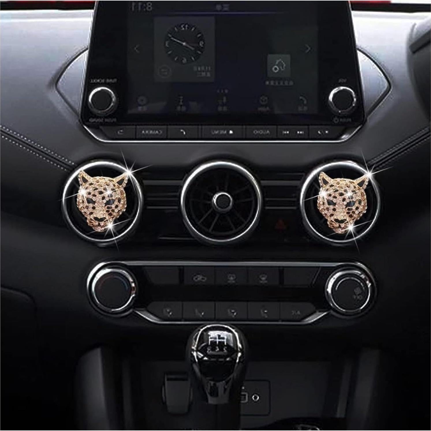 2 Clips de Ventilación Ambientador Leopardo Brillante Dorado