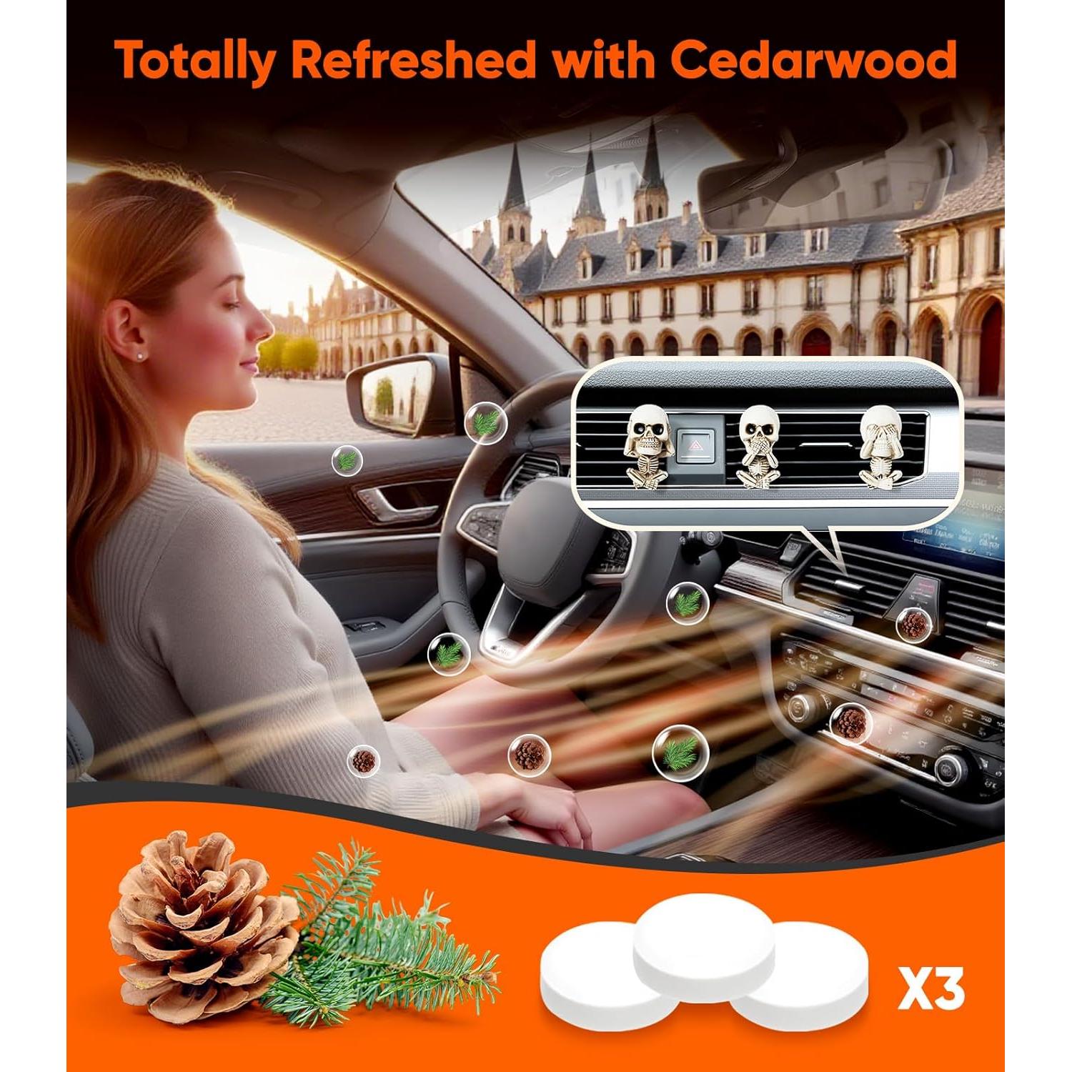 Ambientador de Aire Calavera PLUSYES - Juego de 3 Piezas con Aroma a Cedro