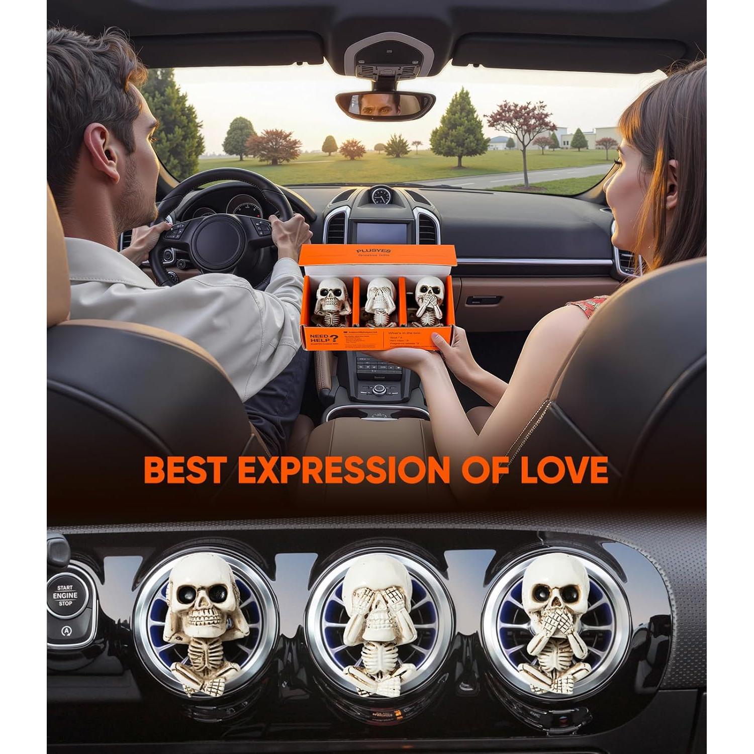 Ambientador de Aire Calavera PLUSYES - Juego de 3 Piezas con Aroma a Cedro