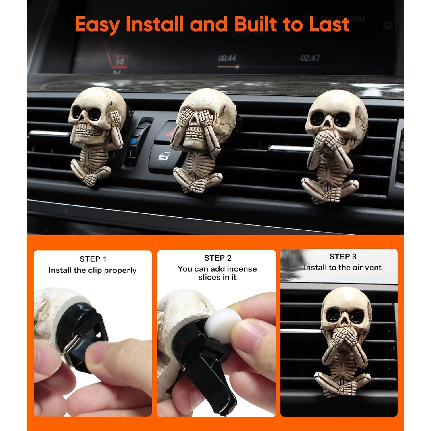 Ambientador de Aire Calavera PLUSYES - Juego de 3 Piezas con Aroma a Cedro