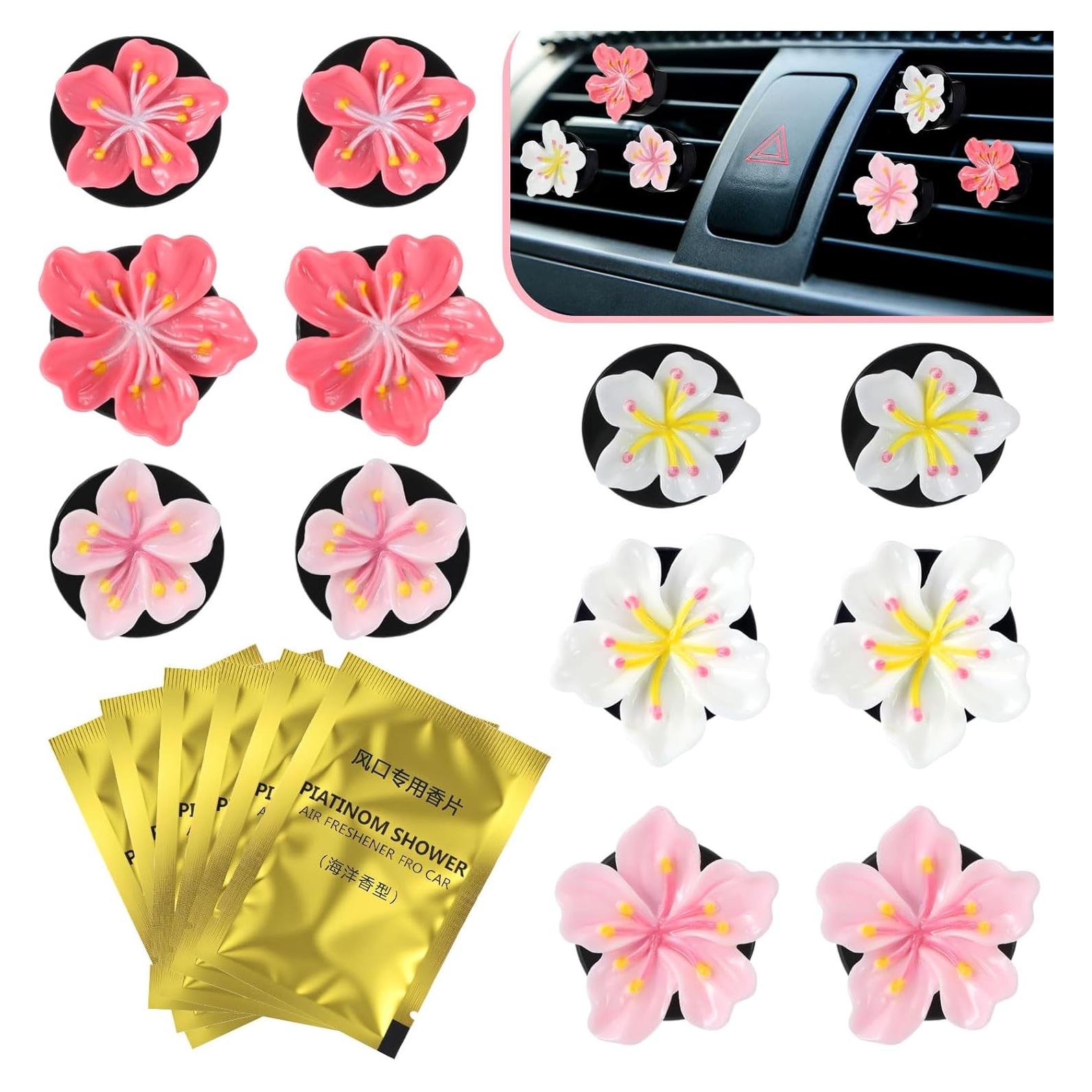 Clips Ambientador para Auto Timtin 12 Pcs Flor Rosa Hibisco