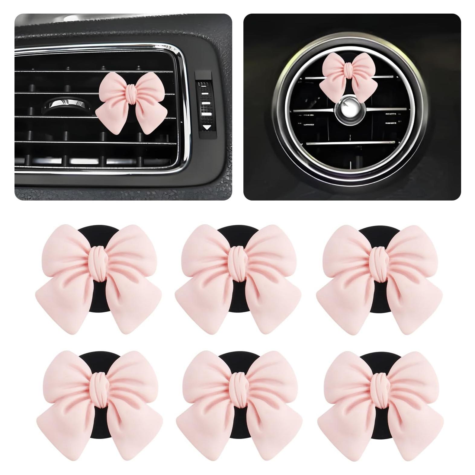 6 Clips de Ventilación de Coche OFBAND Rosa Ajustables