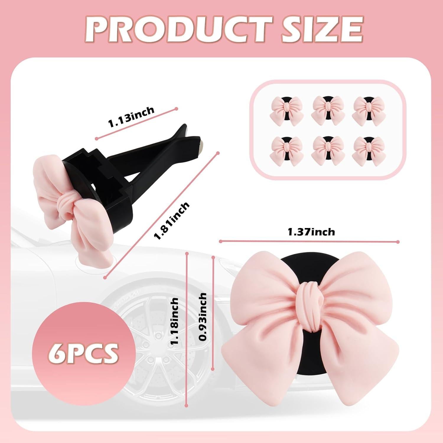 6 Clips de Ventilación de Coche OFBAND Rosa Ajustables