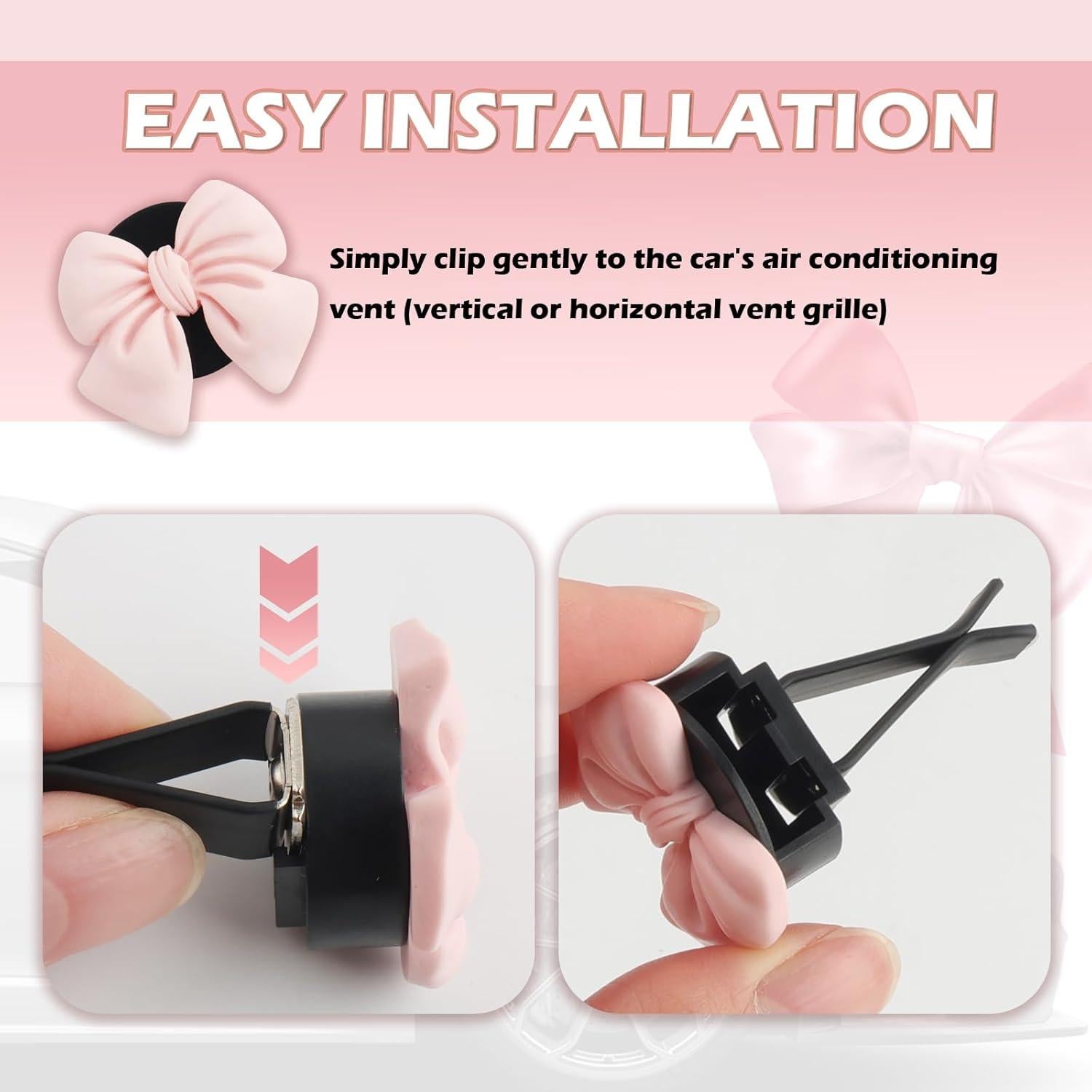 6 Clips de Ventilación de Coche OFBAND Rosa Ajustables