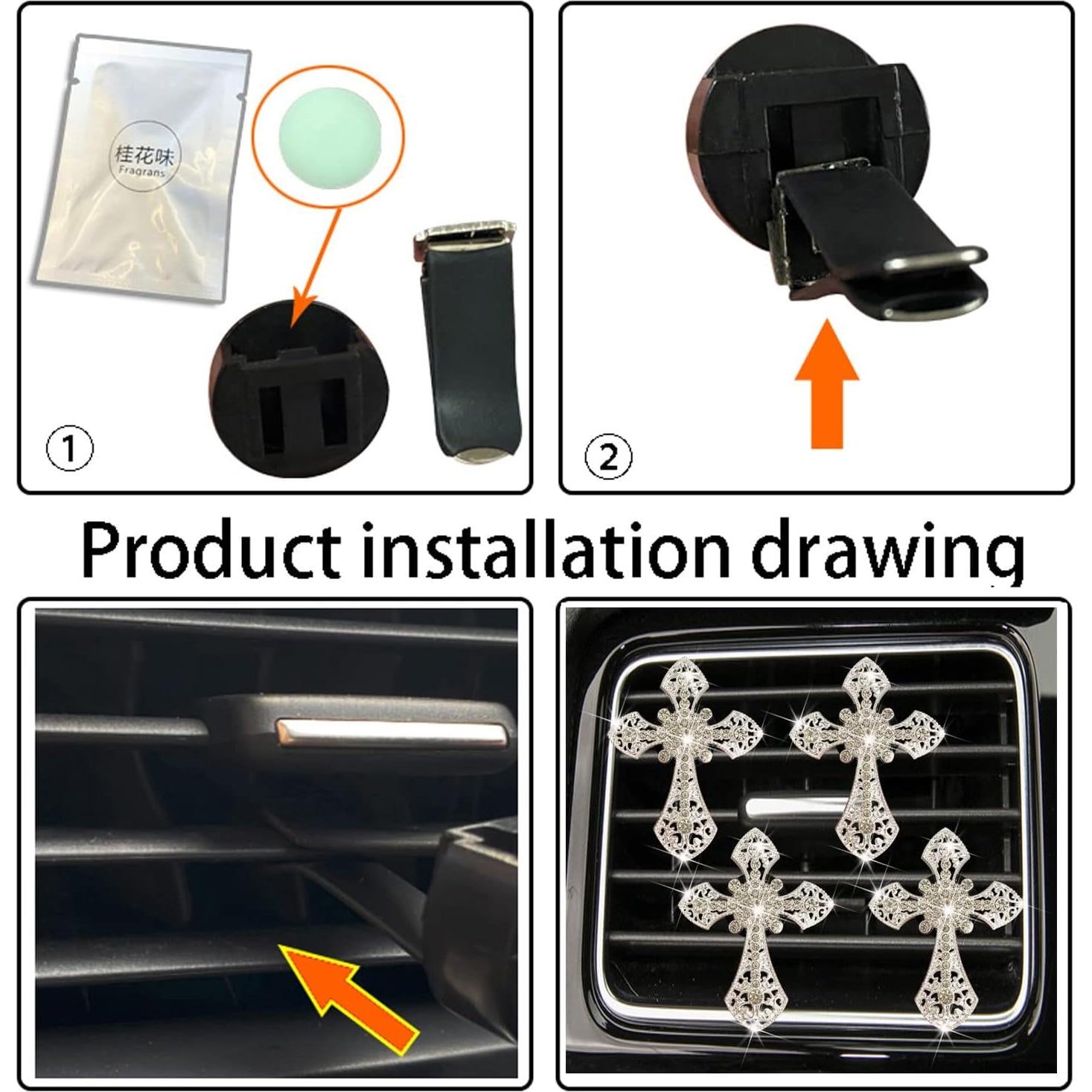 Clip de Ventilación Brillante Xinjincang - 4 Pcs Decoración Auto