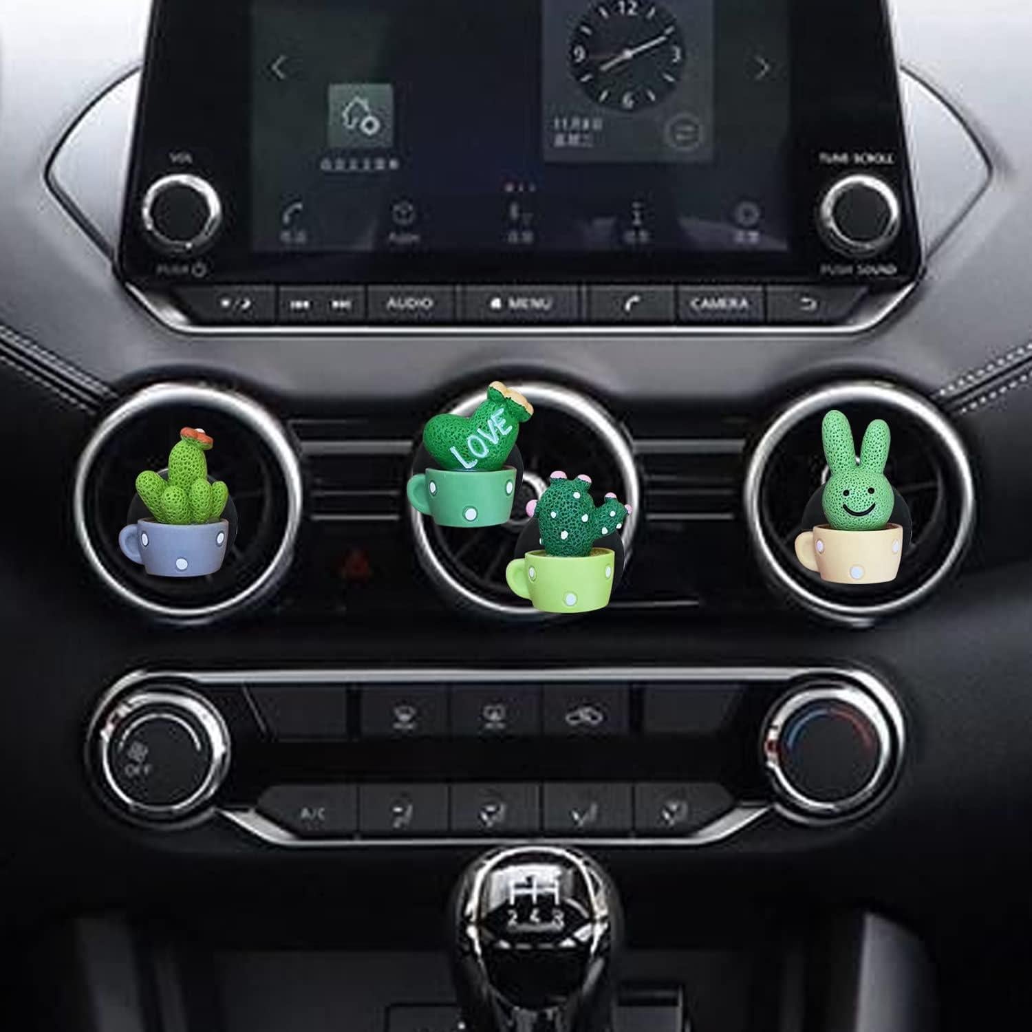 4 Clips Ambientadores de Auto Jowxsx Cactus Decorativos