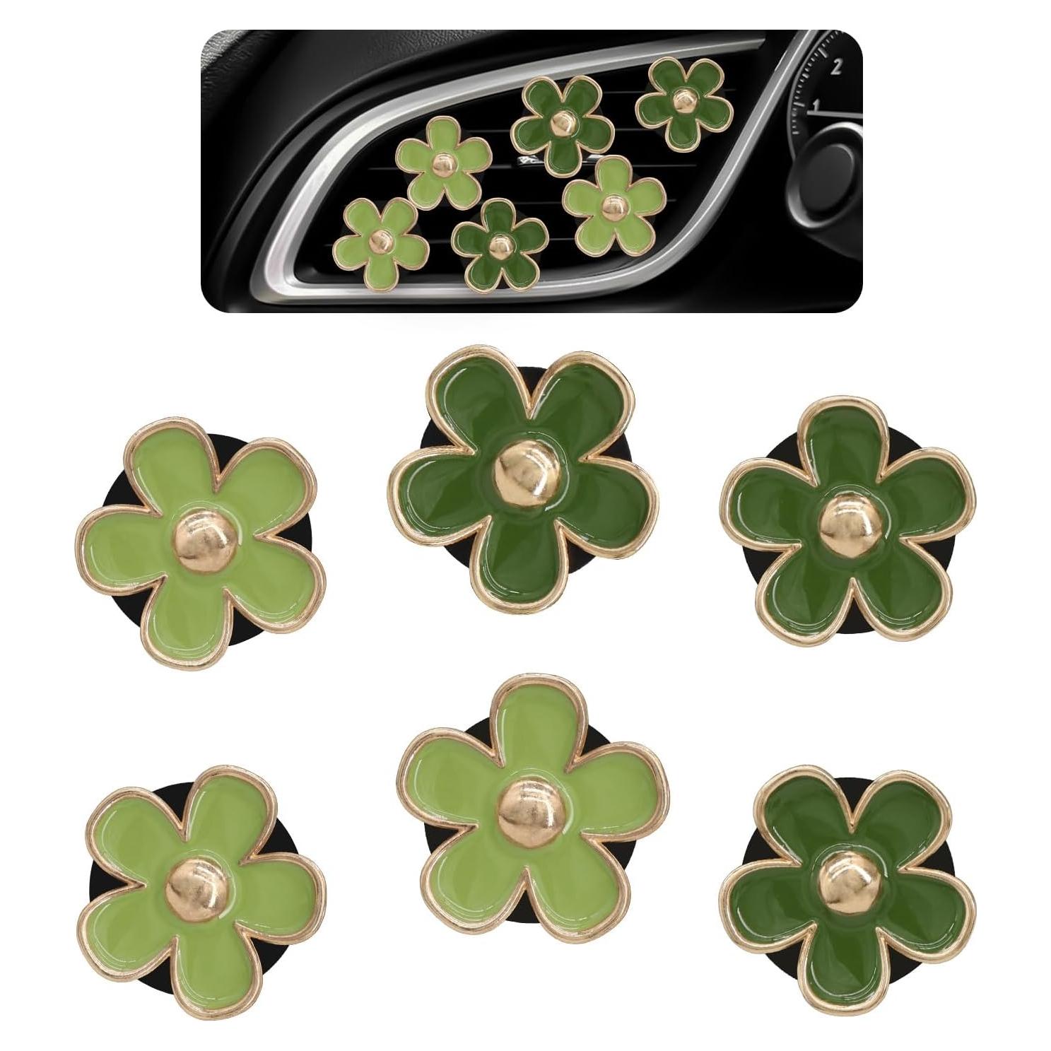 Clips de Ventilación de Auto ORIESSE 6pcs Flores Verde