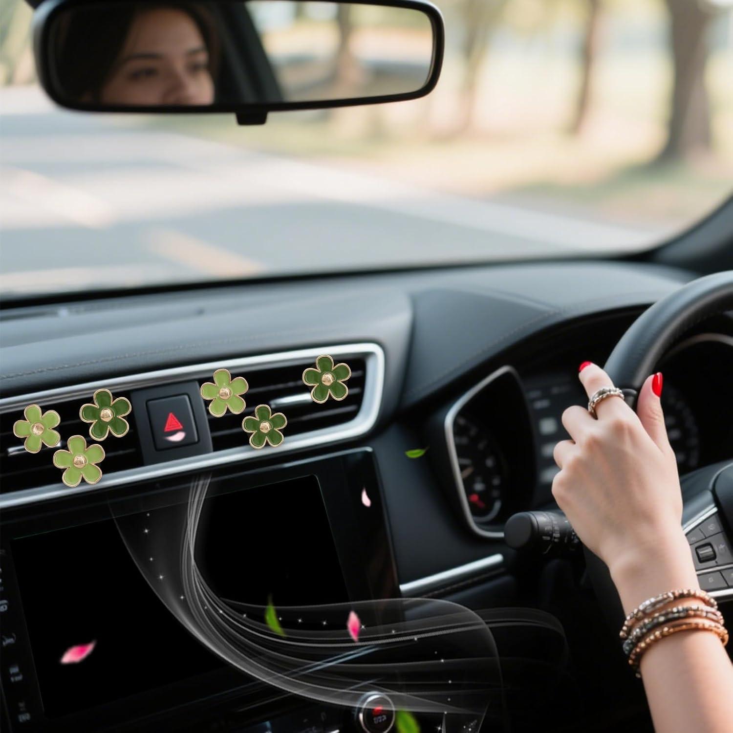 Clips de Ventilación de Auto ORIESSE 6pcs Flores Verde