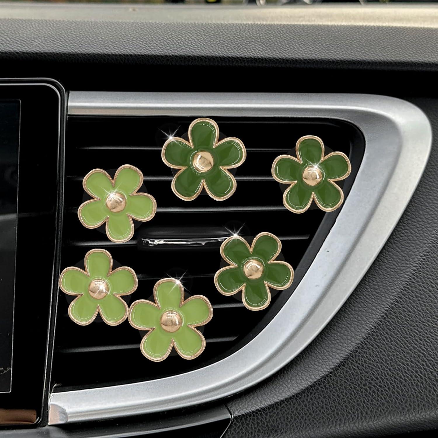Clips de Ventilación de Auto ORIESSE 6pcs Flores Verde