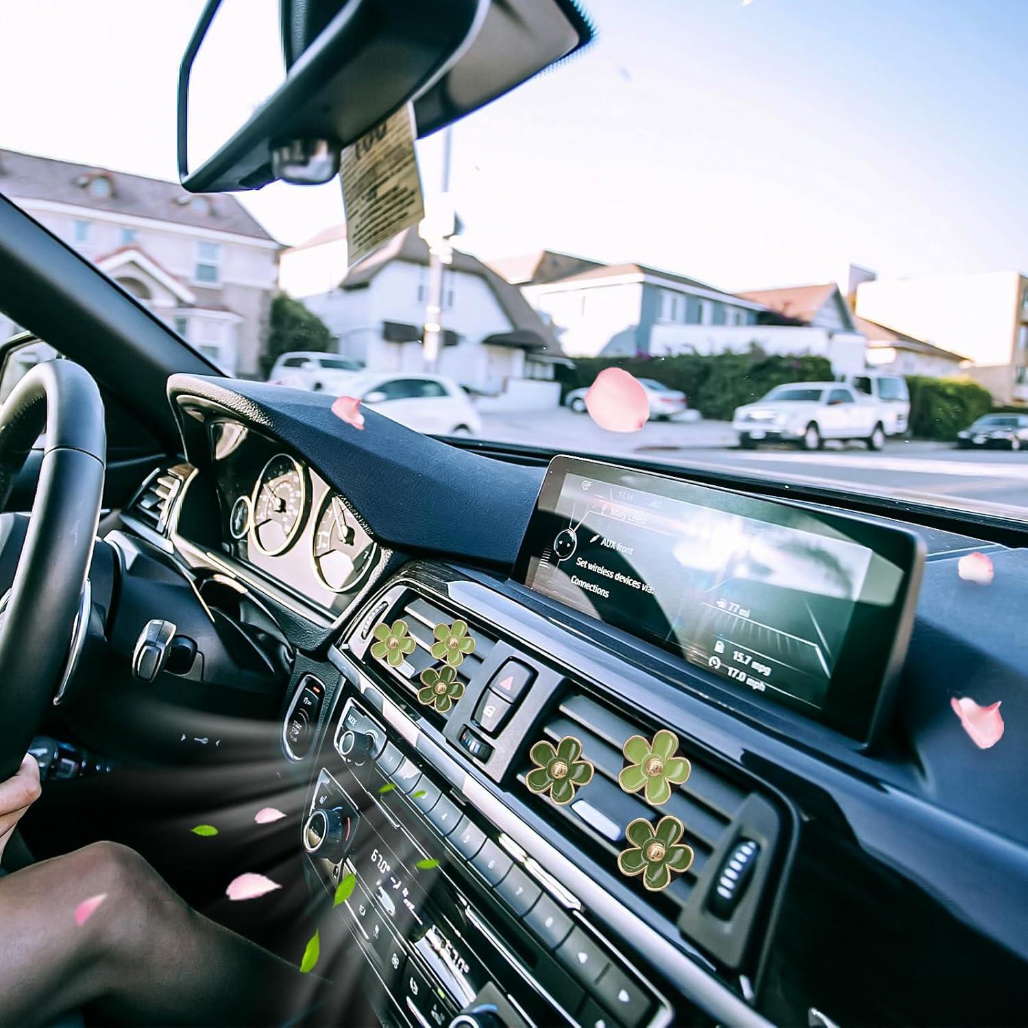 Clips de Ventilación de Auto ORIESSE 6pcs Flores Verde