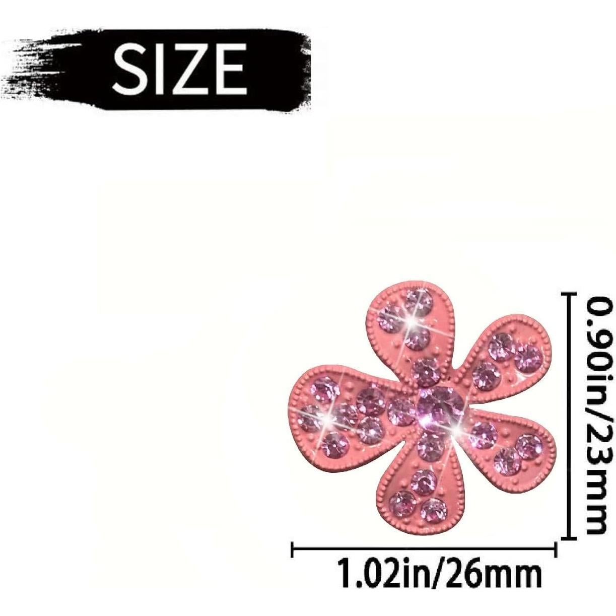 Juego de 6 Clips de Ventilación Rosa Flor con Rhinestones