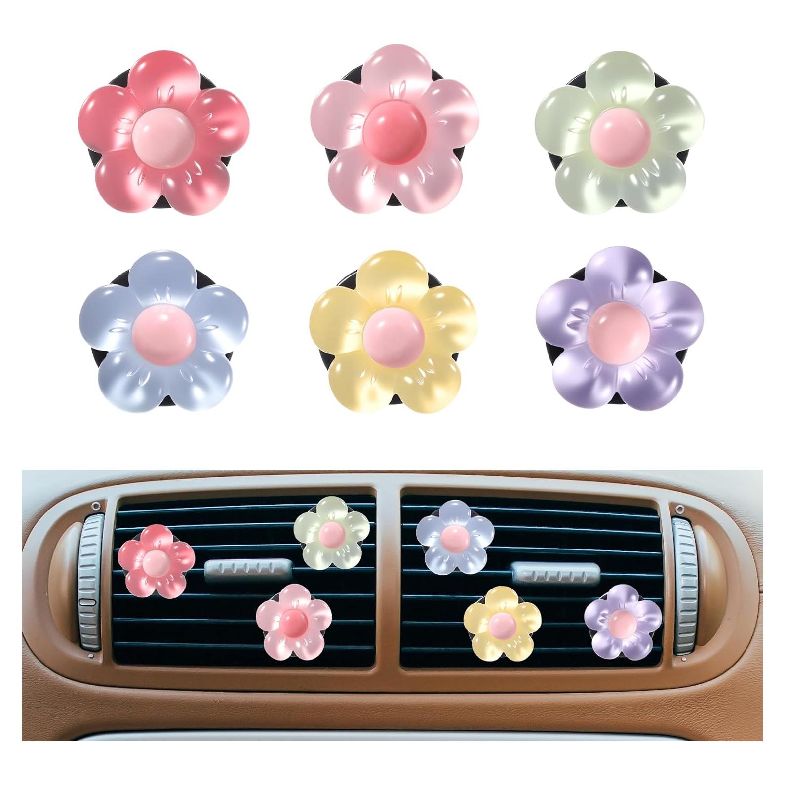 6 Clips de Ventilación de Aire Floral Trinkrittey 3cm - Decoración Automóvil