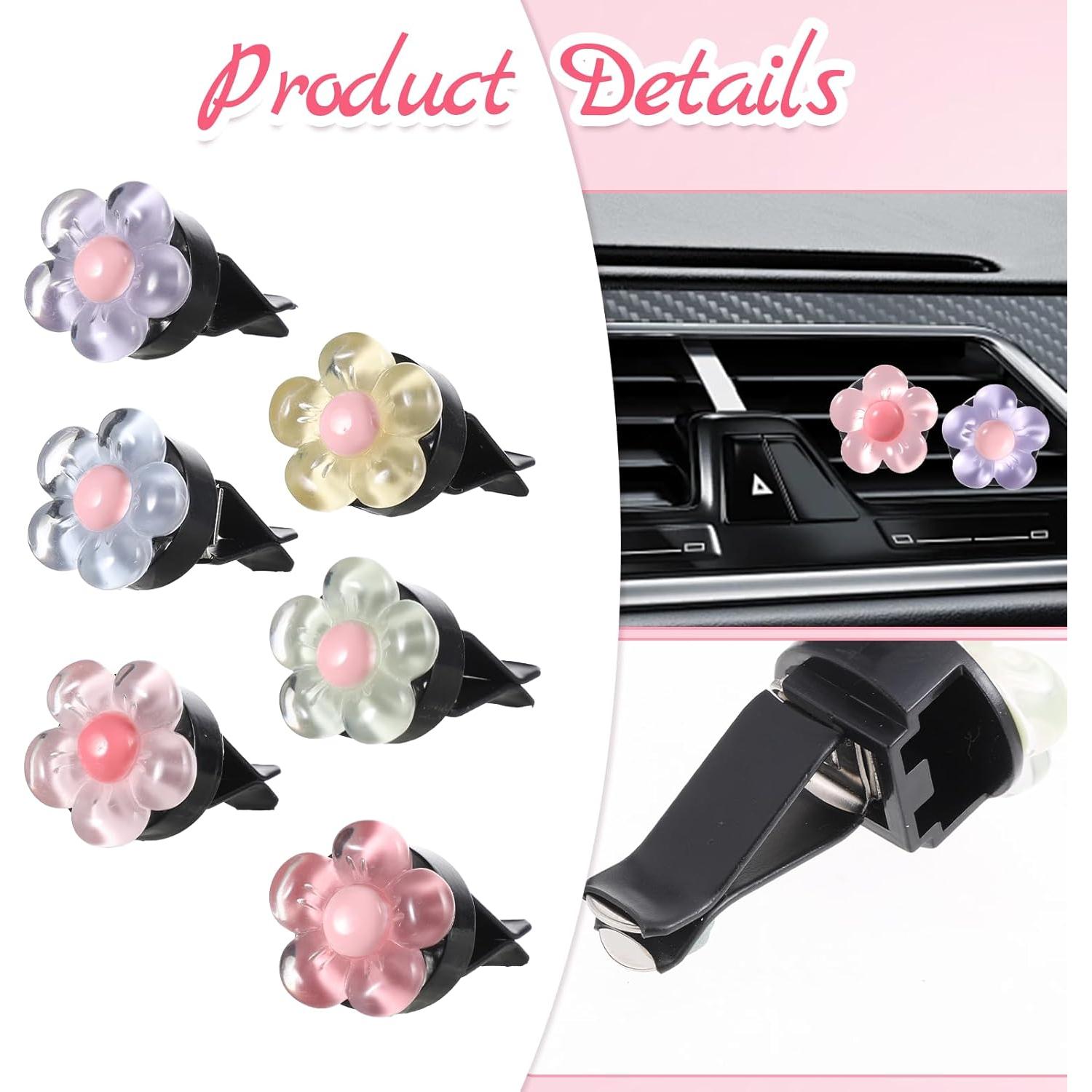 6 Clips de Ventilación de Aire Floral Trinkrittey 3cm - Decoración Automóvil