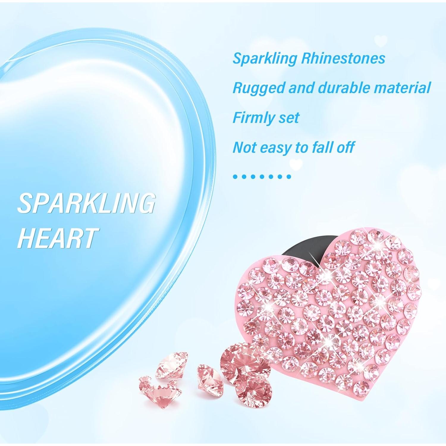 4 Clips de Ventilación de Coche YGDMD Corazón Brillante Rosa