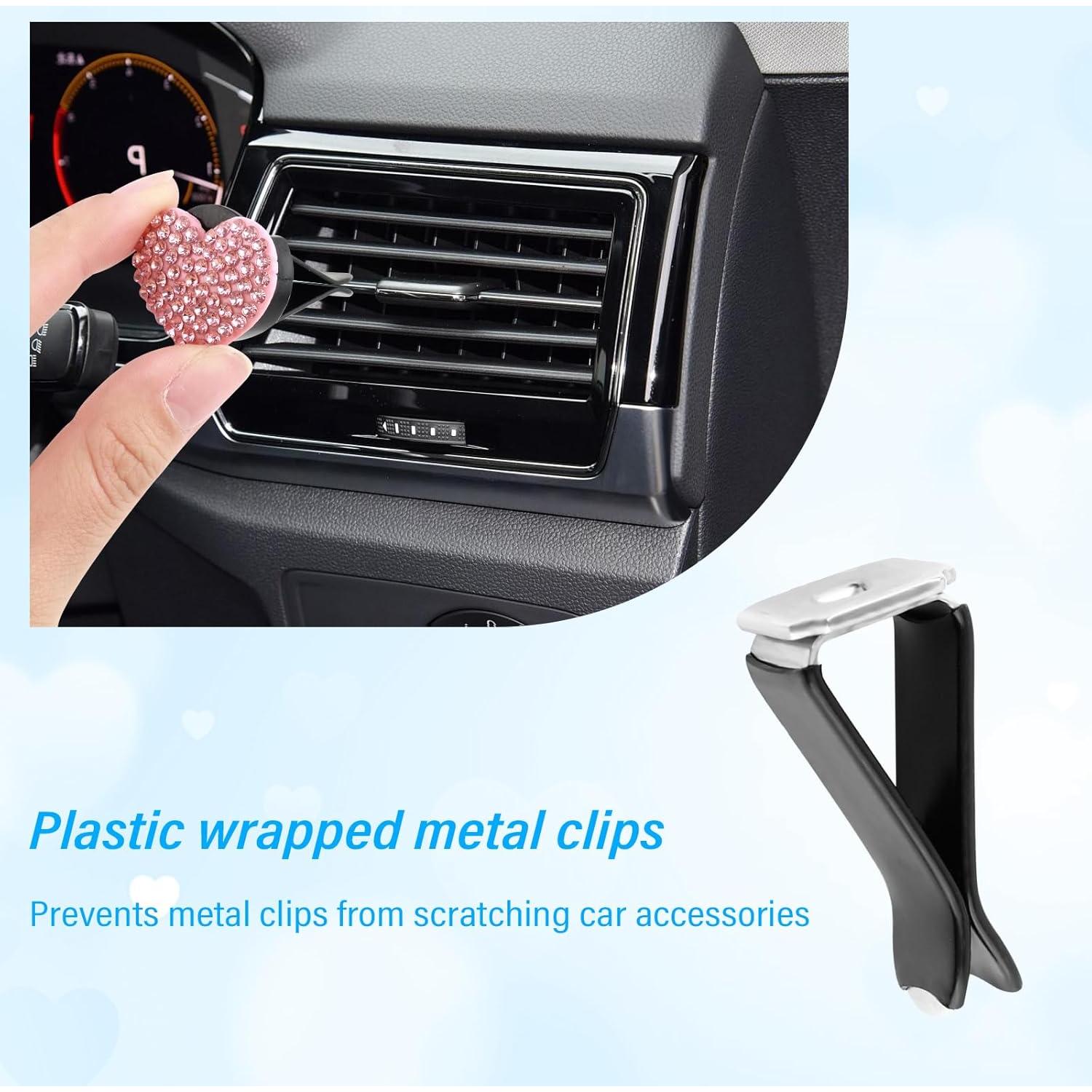 4 Clips de Ventilación de Coche YGDMD Corazón Brillante Rosa