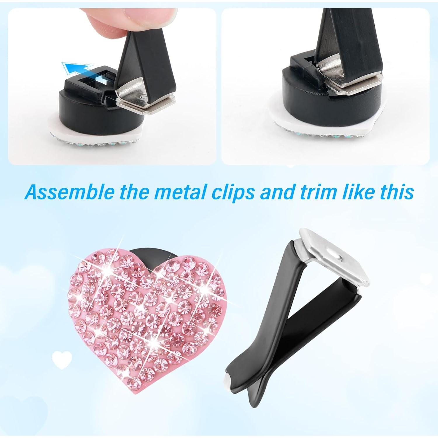 4 Clips de Ventilación de Coche YGDMD Corazón Brillante Rosa