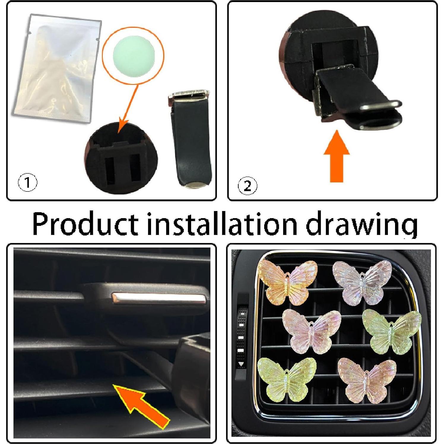 6 Clips de Ventilación Mariposa WLngtv para Coche - Ambientadores