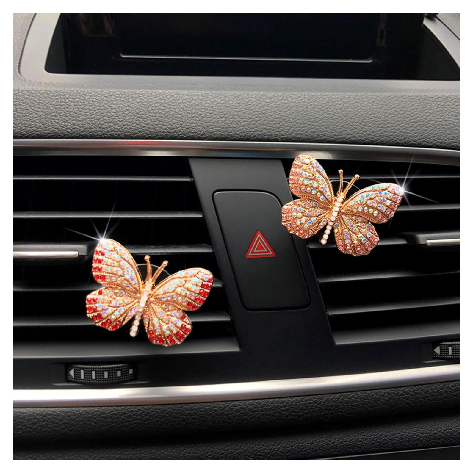 Clip de Ventilación para Auto CYG&CL Mariposa Rosa y Rojo