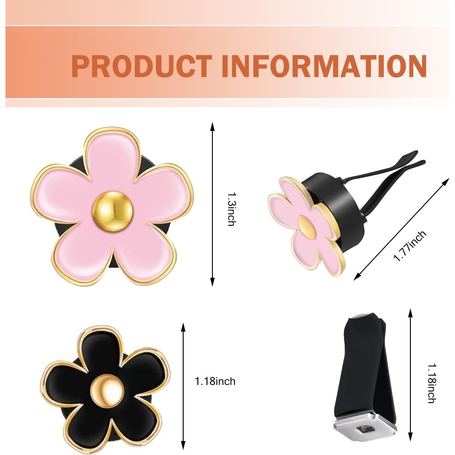 Clip de Ventilación de Aire para Auto Zikefest 6PCS - Flores Coloridas
